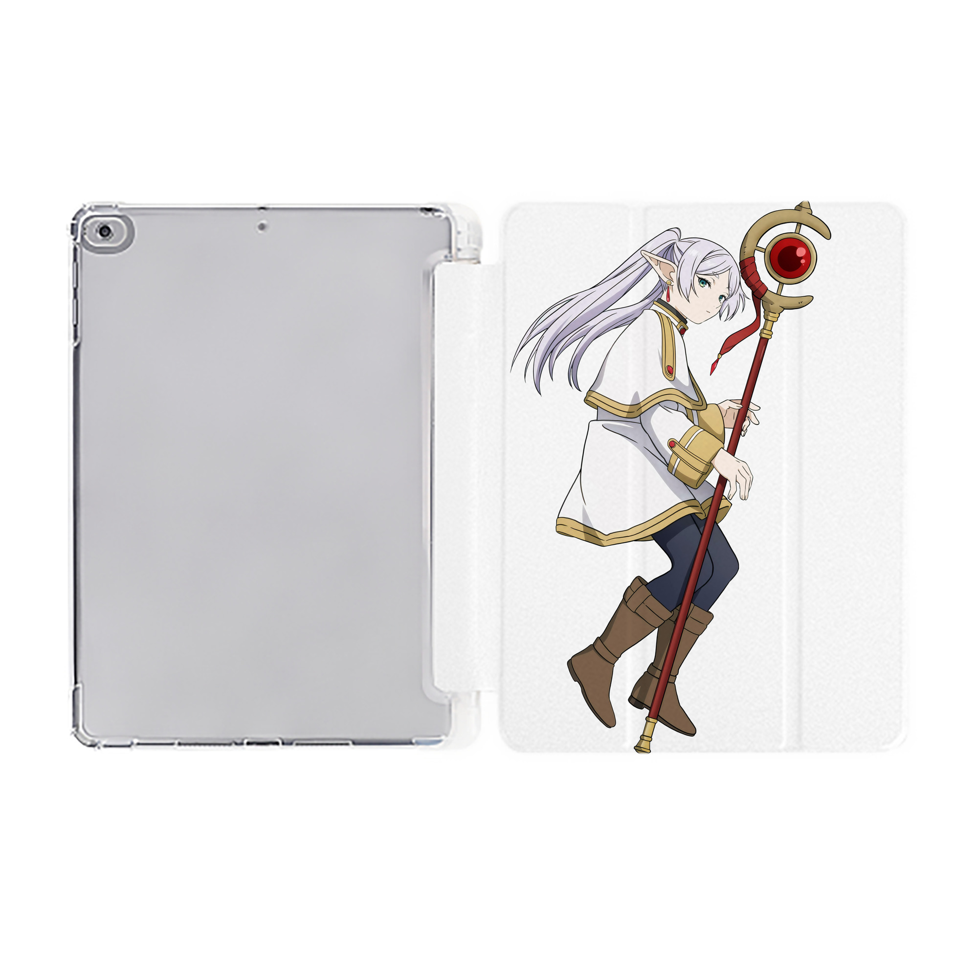 （画像用） 葬送のフリーレン Frieren IPad ケース ペン収納付き 三つ折りスタンド PUレザー×シリコン 対応機種9.5/10.5/10.9インチ